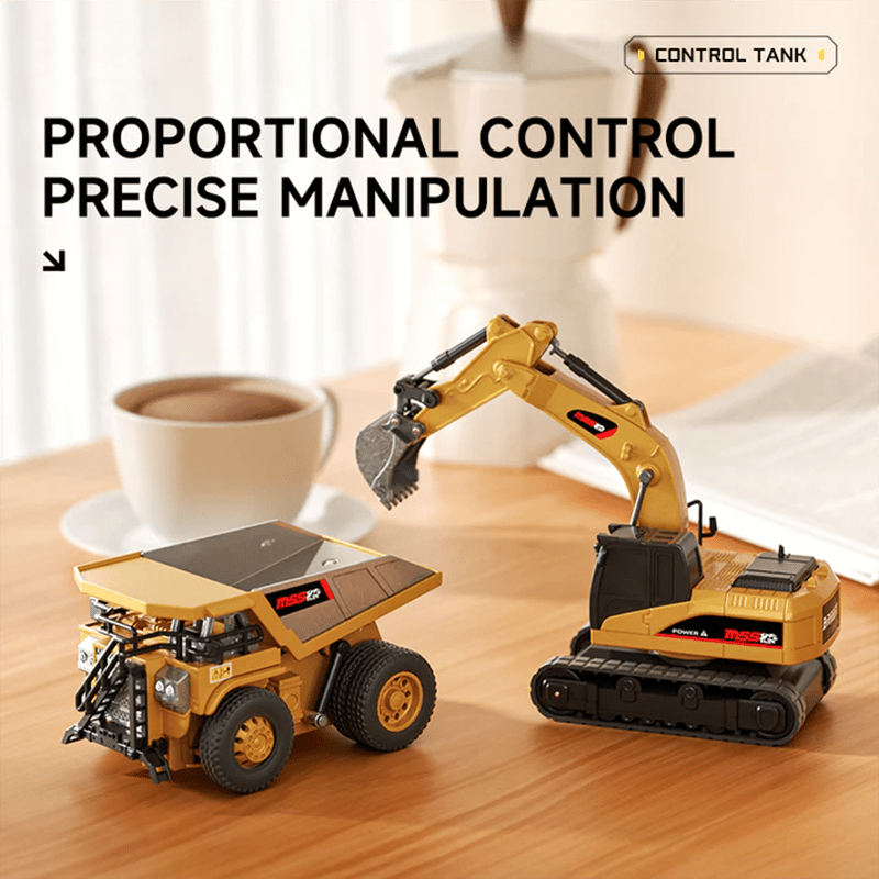 🚜 1:64 Premium Alloy Mini RC Construction Set – Forklift, Excavator & Dump Truck