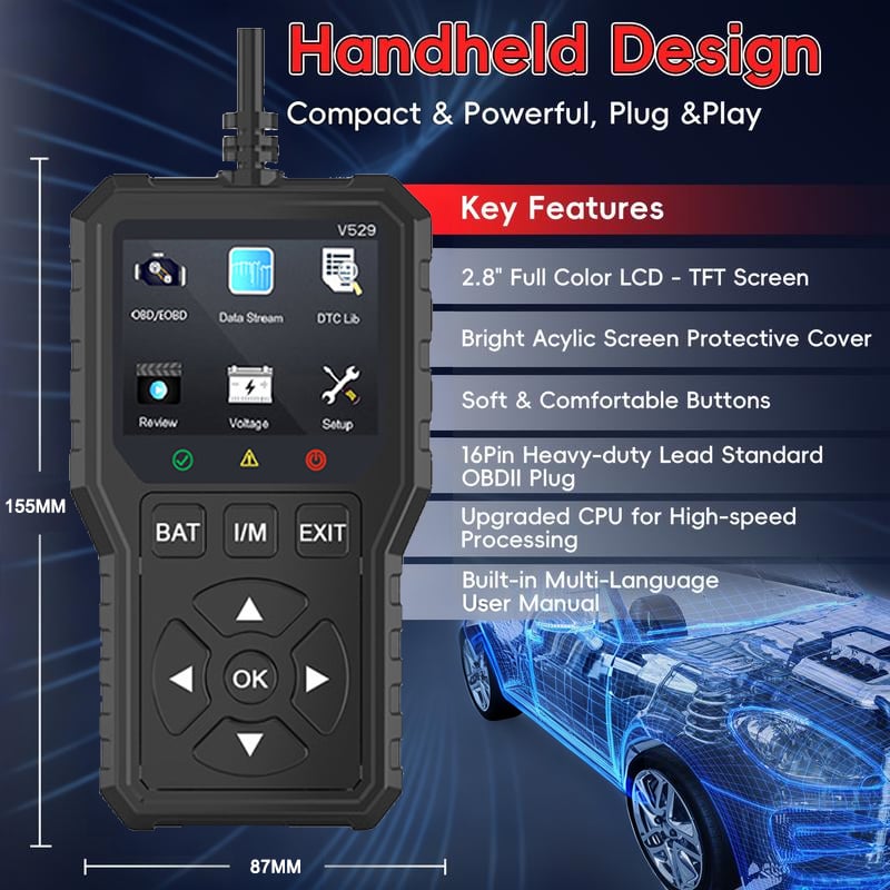 🚗 OBD2 Advanced Diagnostic Tool – Professional Engine Code Reader 🔧