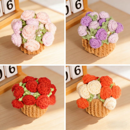 Handmade Crochet Flower Bouquet Coaster – Decorative Gift for Mom & Grandma