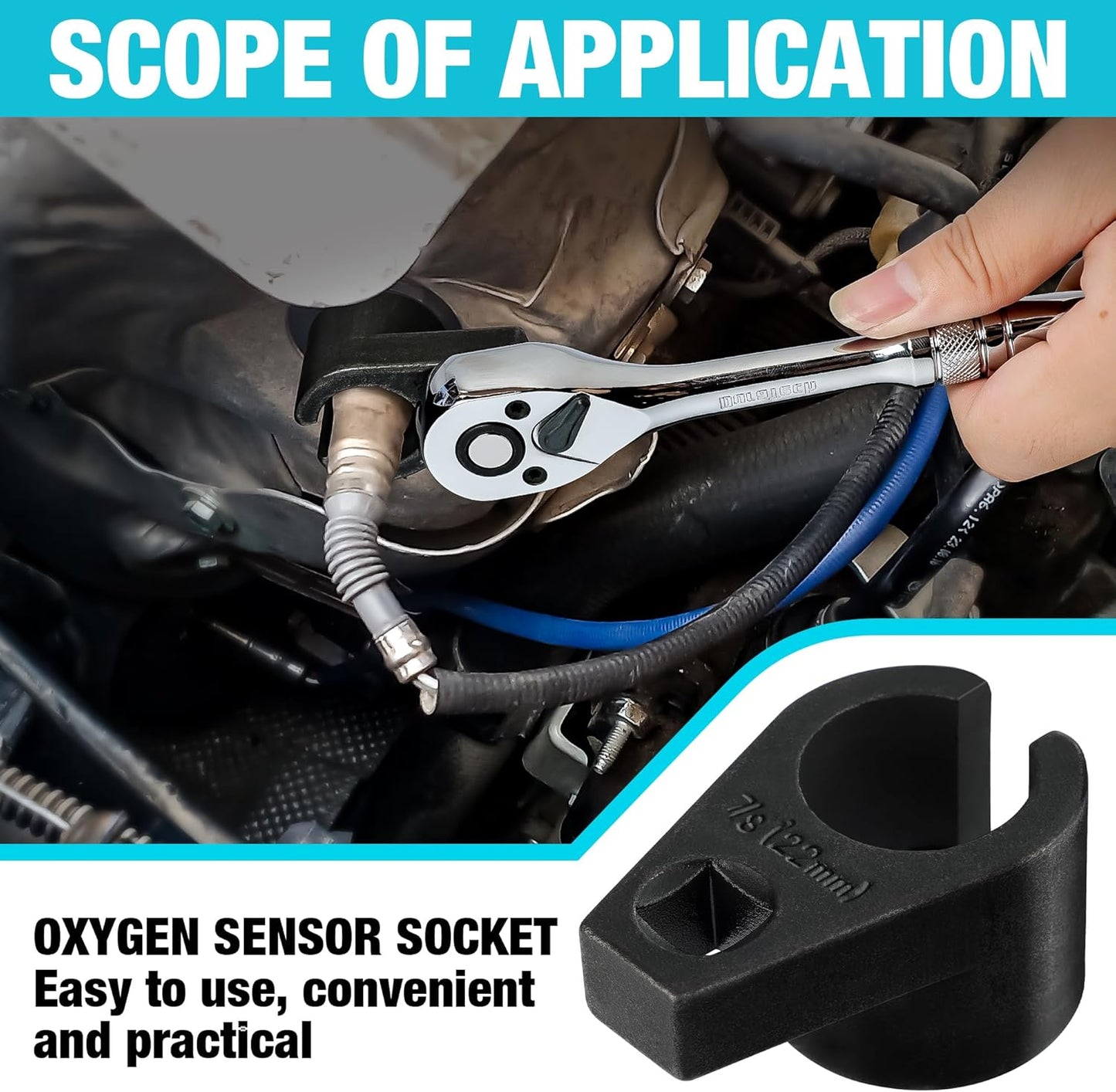 🔧 O2 Oxygen Sensor Socket | 3/8" Drive x 22mm (7/8")