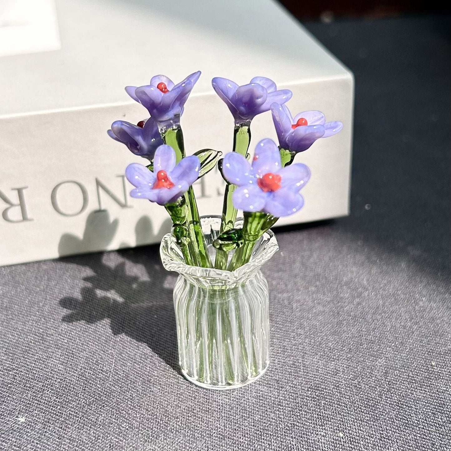Mini Glass Flower Ornament Crafts Artificial Flower Floral Figurine