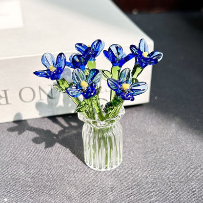 Mini Glass Flower Ornament Crafts Artificial Flower Floral Figurine