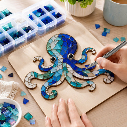 🔥 LAST DAY 49% OFF – 🌊 Octopus Mosaic Kit | Beginner-Friendly DIY Glass Craft with Step-by-Step Instructions