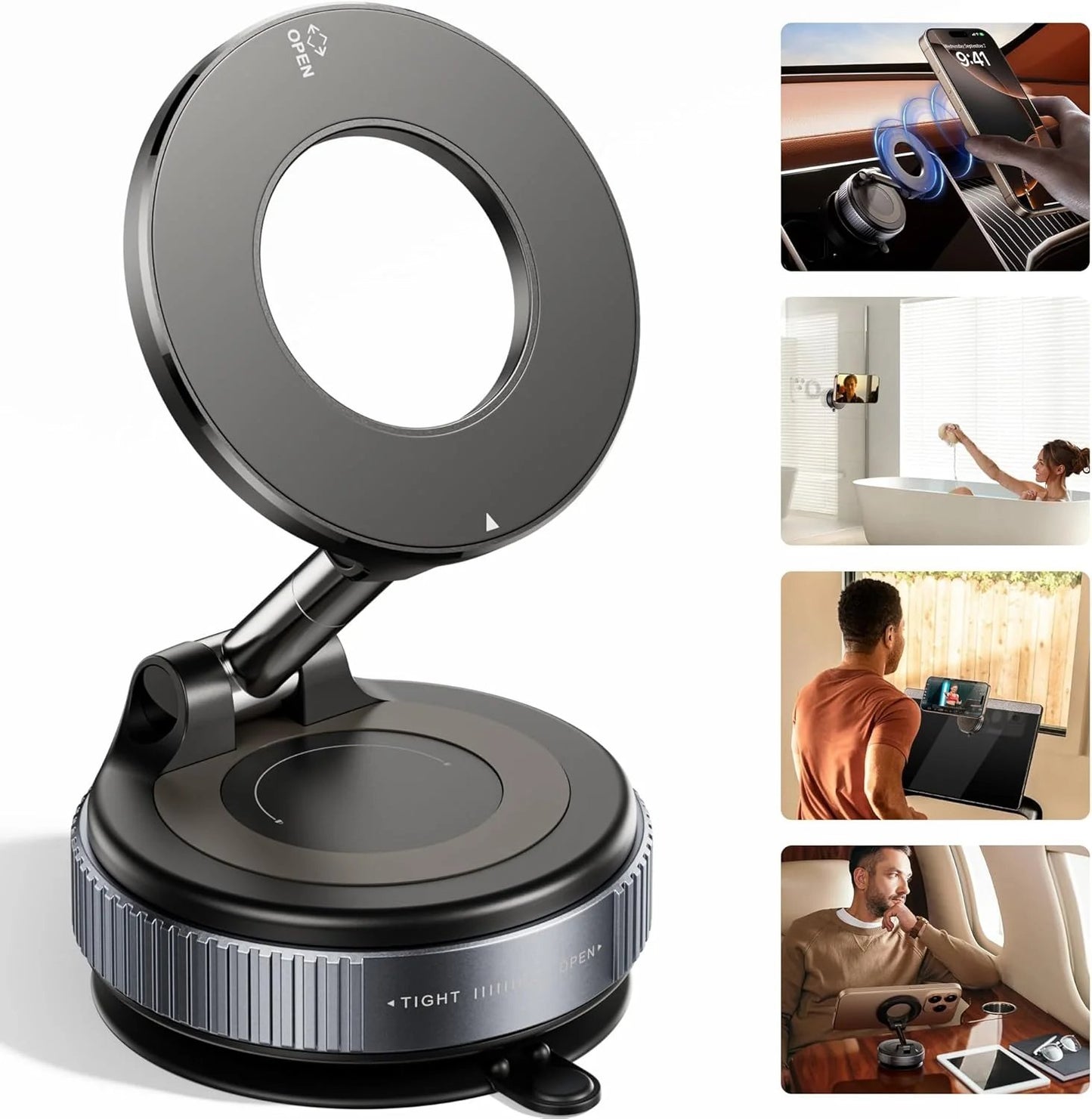 Twist-Lock Magnetic Phone Mount – Strong Suction 360° Adjustable Multi-Surface Holder