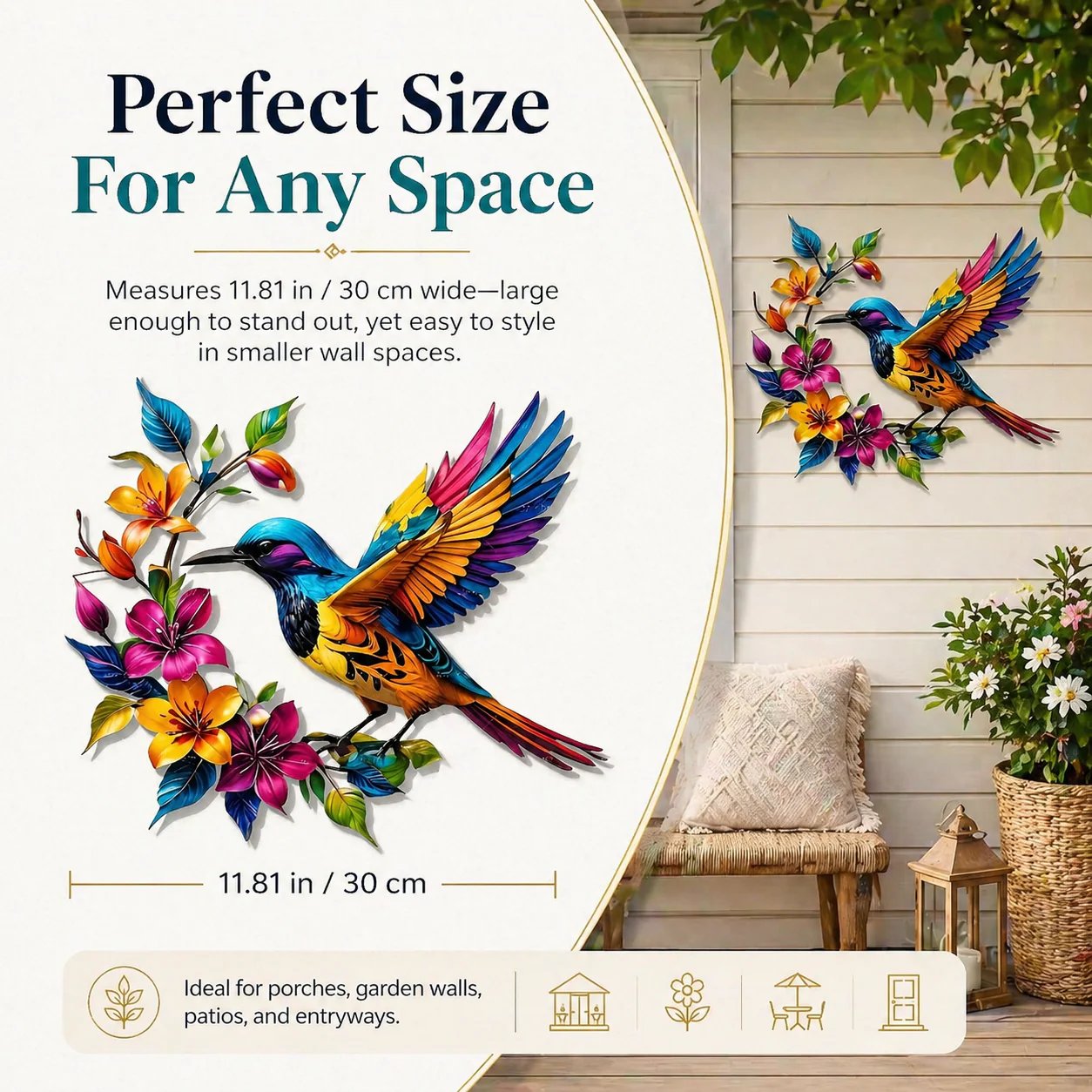 ✨Hummingbird Bloom Floral Metal Wall Art