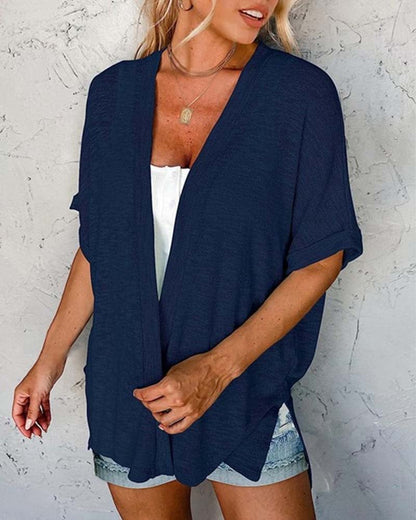 Short Sleeve Casual Solid Coat