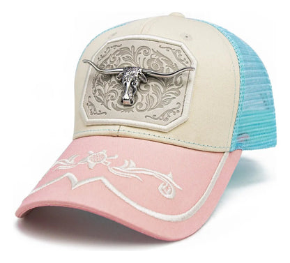 Pink Yellowstone Style Western Hat with Bull Pin