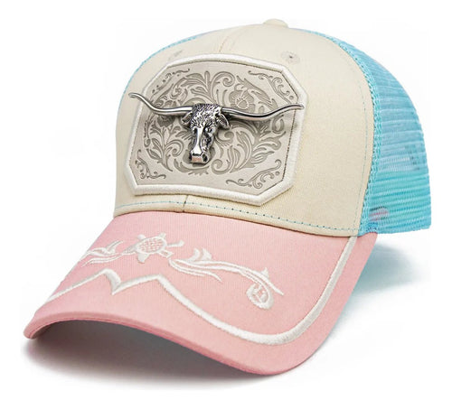 Pink Yellowstone Style Western Hat with Bull Pin