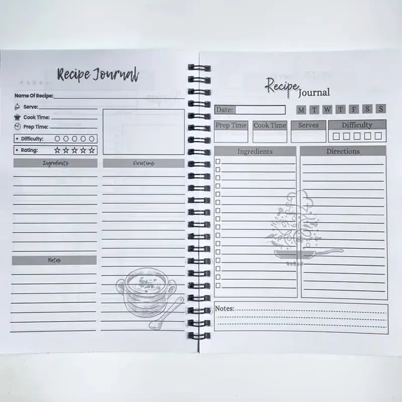 🔥Durable Spiral My Cookbook Notebook Illustrated Kitchen Tools Creative Warmth