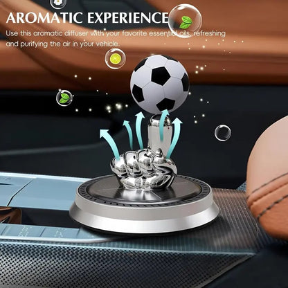 ⚽🚗Solar Rotating Football Car Air Freshener & Aromatherapy Diffuser – Reusable Ornament for Car, Office & Home
