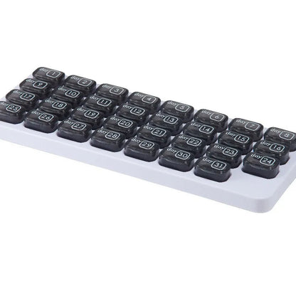 🔥✨Monthly Pill Organizer with Lid - Arthritis-Friendly Easy-Open Lids 31 Removable Daily Pill Pods Date Reminder & Travel Case for Vitamins & Medications