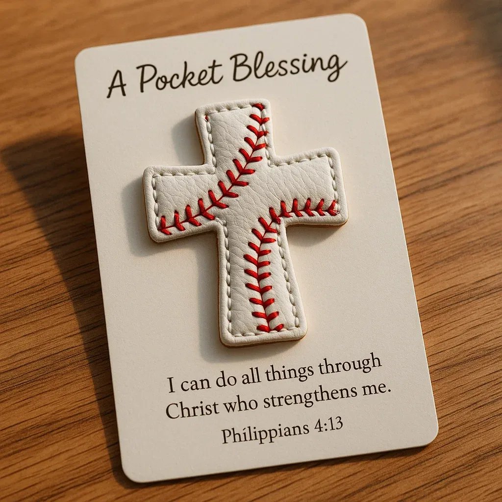 ⚾️A Pocket Blessing – Handmade Baseball Cross Edition💝