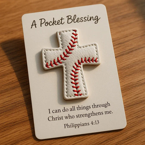 ⚾️A Pocket Blessing – Handmade Baseball Cross Edition💝