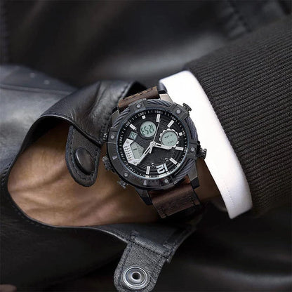 🔥Multifunctional Dual Display 3ATM Waterproof Men's Quartz Sports Watch