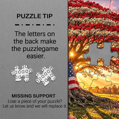 Liberty Root Oak Jigsaw Puzzle 1000 Piece – Patriotic Flag Tree Design