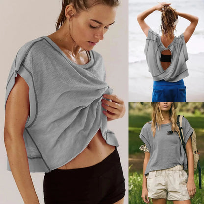 Hot Sale🔥Women's Asymmetrical Batwing Sleeve Tee – Summer Comfort with a Stylish Edge☀️
