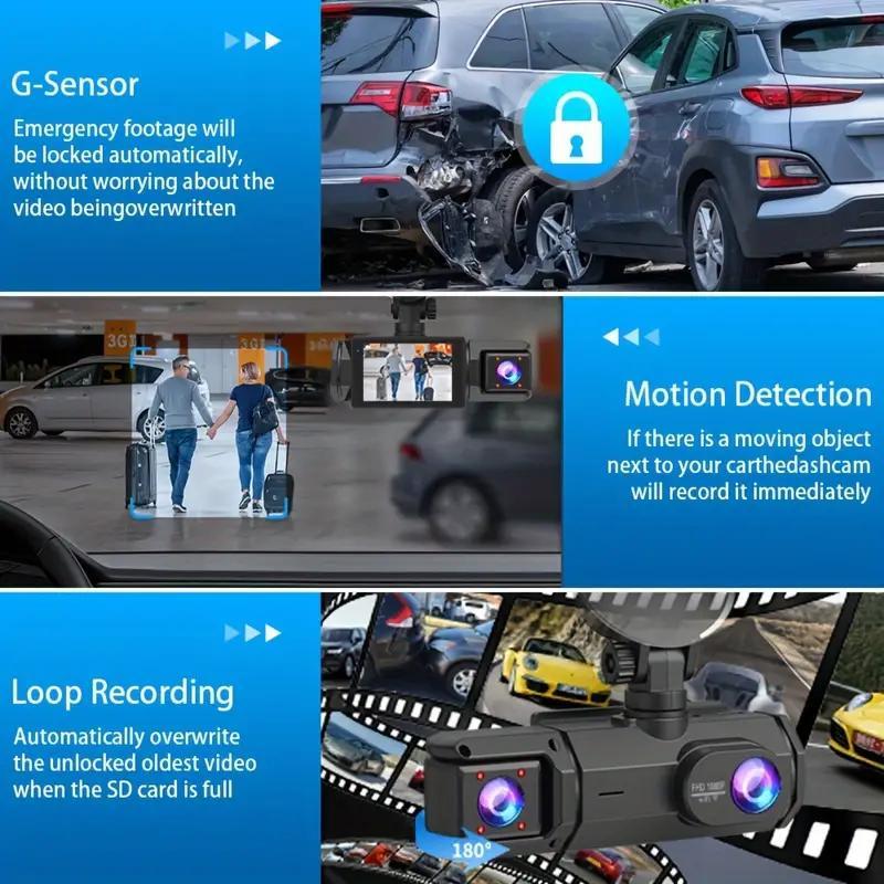 2.0-Inch IPS Screen HD 1080P 3 Lens Dashcam With Night Vision&Wifi Link