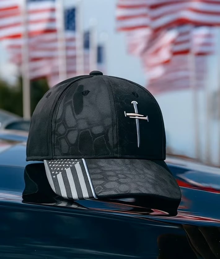 Jesus 3-Nail Cross & Crown of Thorns Christian Embroidered Adjustable Hat ✝️