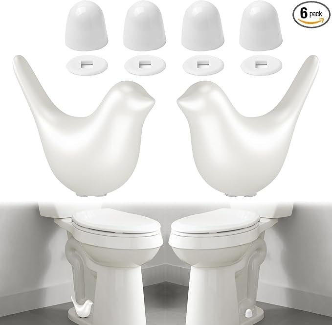 2Packs Ceramic Gold Birds Toilet Bolt Caps & 4Packs Universal Toilet Bolt Covers