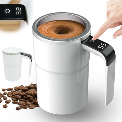 Electric coffee mug with a built-in LCD thermometer, perfect for brewing coffee, milk, cocoa, etc.