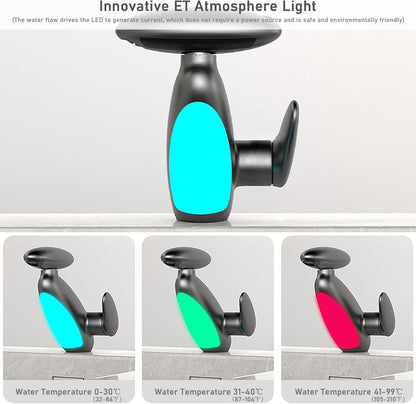LED Bathroom Faucet with Multicolor Light, 360° Swivel & Pull-Out Spout, 4 Spray Modes