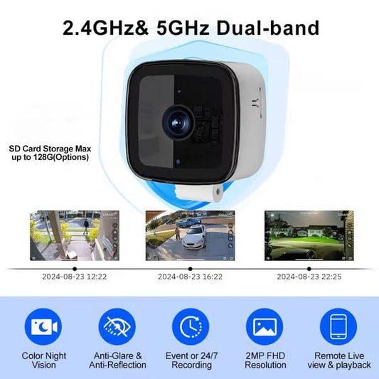 🚨Crystal-clear security 2K camera 🎥 Color Night Vision 🌙 24/7 Recording & Smart Alerts 🚨 Easy Install! 🔒