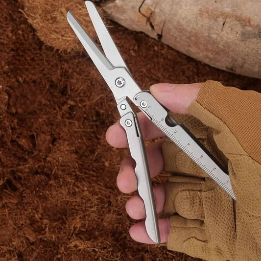 ✂️ 2-in-1 Foldable EDC Scissors with Built-In Ruler