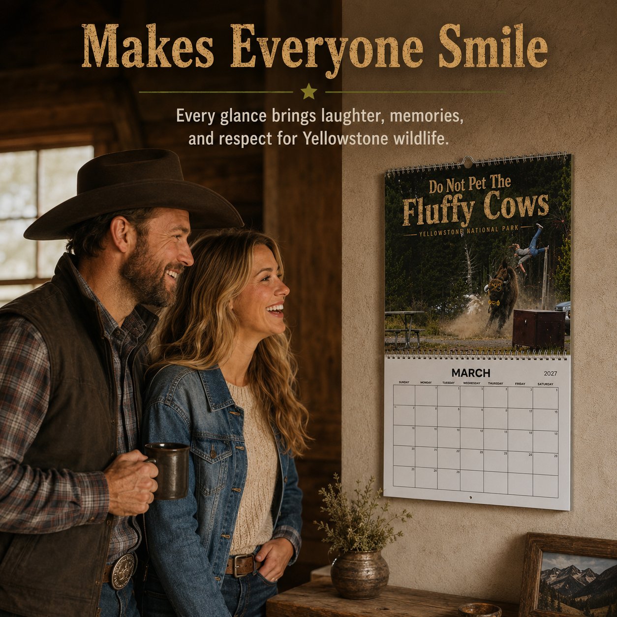 🦬 "Do Not Pet The Fluffy Cows" 🏞️ Bison Yellowstone National Park 2027 Wall Calendar
