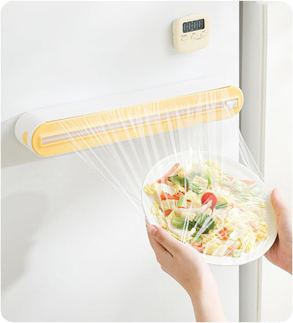 Magnetic Plastic Wrap Dispenser with Slide Cutter