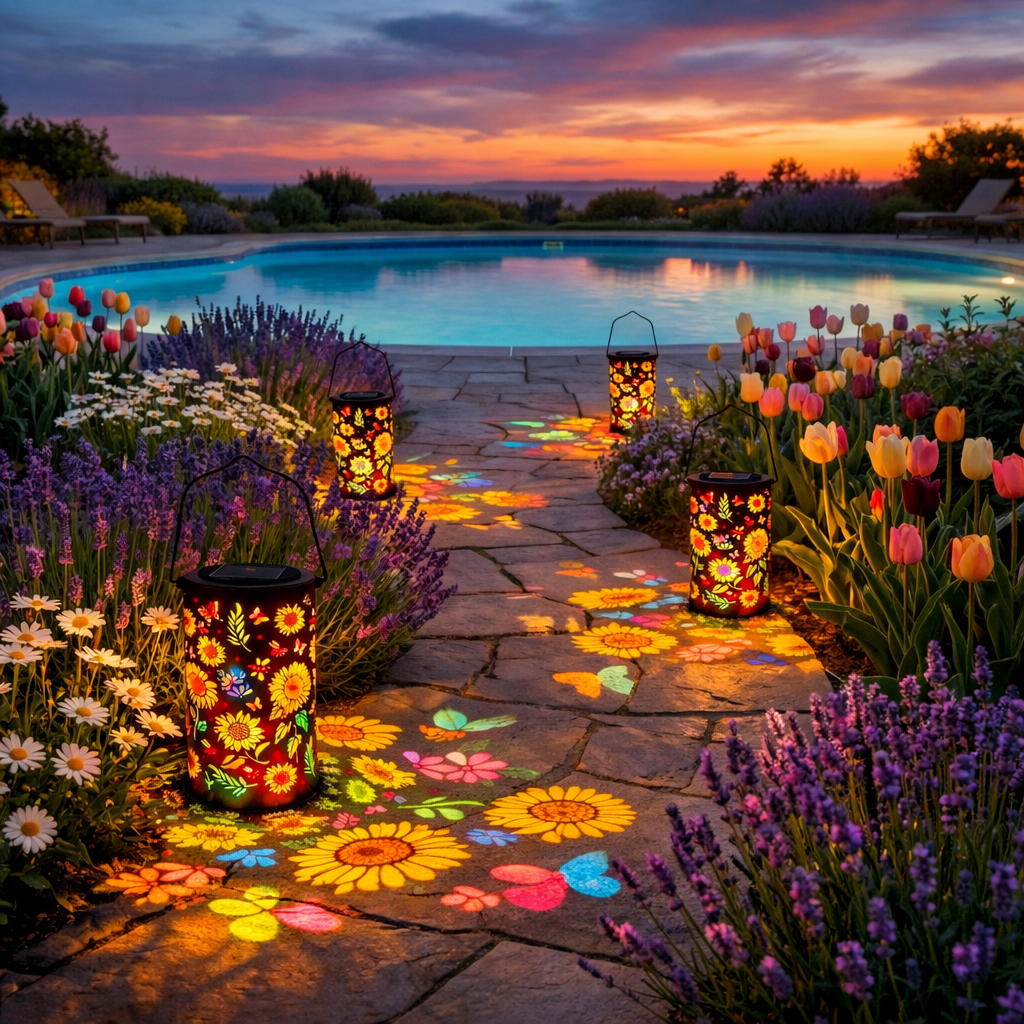 Colorful Sunflower Glow Solar Garden Lantern