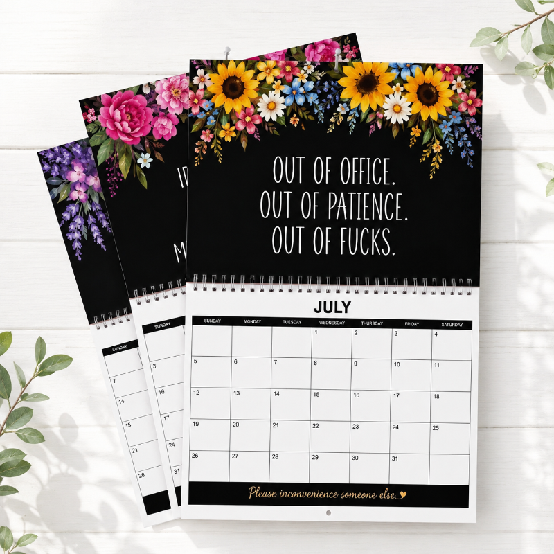 2027 Funny Swear Word Wall Calendar – "Fuck It" Floral Calendar for Tired-Ass Women
