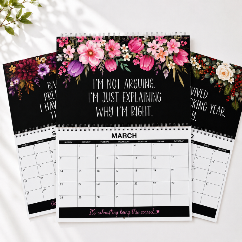 2027 Funny Swear Word Wall Calendar – "Fuck It" Floral Calendar for Tired-Ass Women
