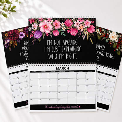 2027 Funny Swear Word Wall Calendar – "Fuck It" Floral Calendar for Tired-Ass Women