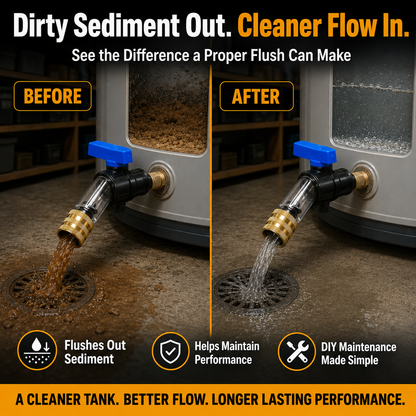 🚿 Water Heater Flush Tool – Remove Sediment Fast & Help Extend Tank Life Without a Plumber