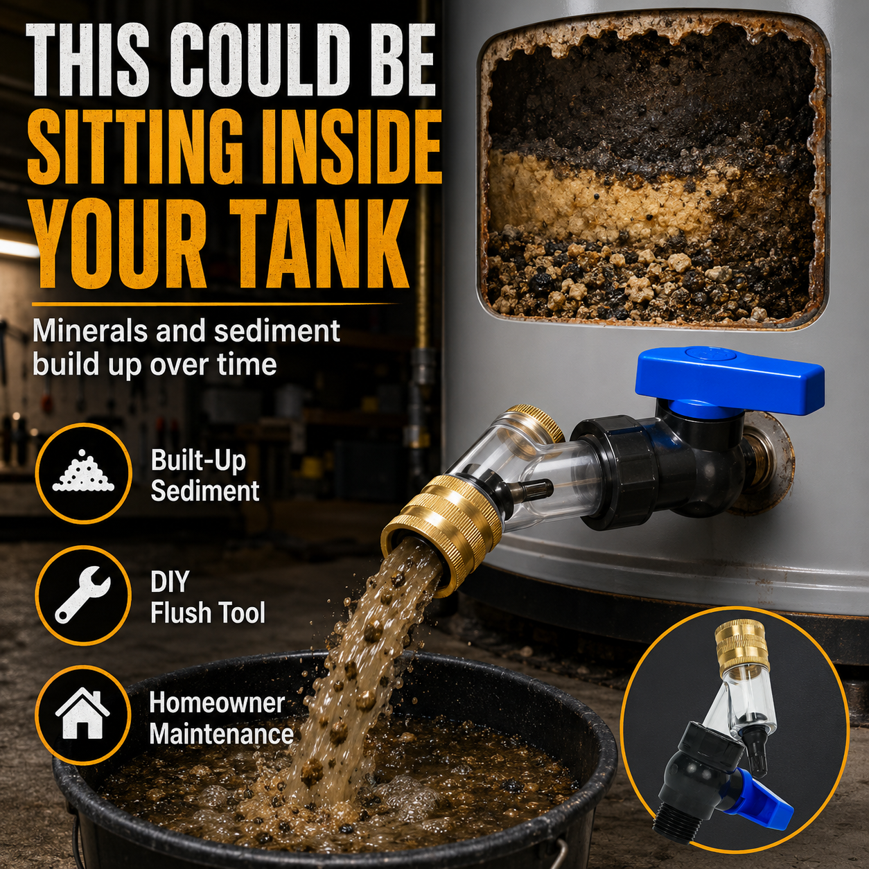 🚿 Water Heater Flush Tool – Remove Sediment Fast & Help Extend Tank Life Without a Plumber