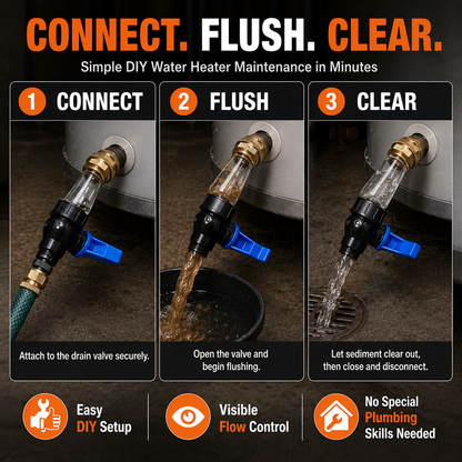 🚿 Water Heater Flush Tool – Remove Sediment Fast & Help Extend Tank Life Without a Plumber
