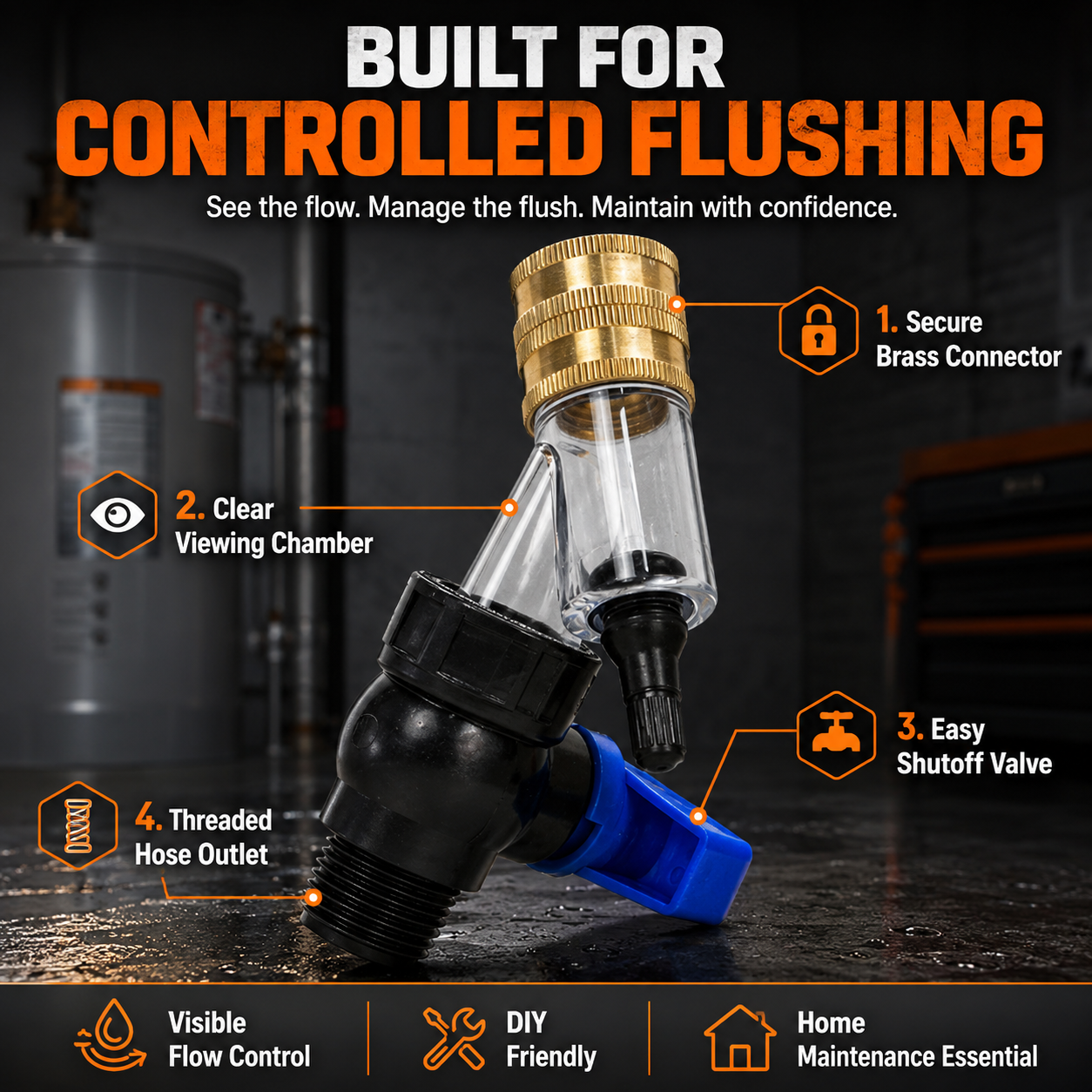🚿 Water Heater Flush Tool – Remove Sediment Fast & Help Extend Tank Life Without a Plumber
