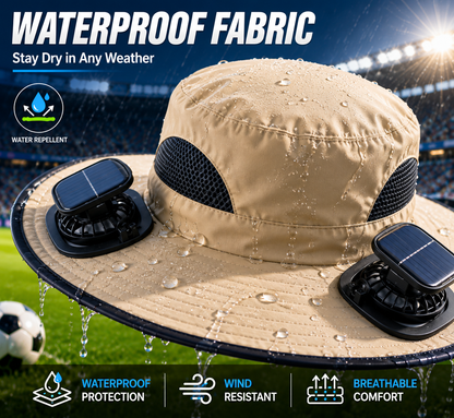 Solar Fan Hat – Hands-Free Cooling Wide Brim Sun Hat for Fishing, Gardening & Outdoor Work