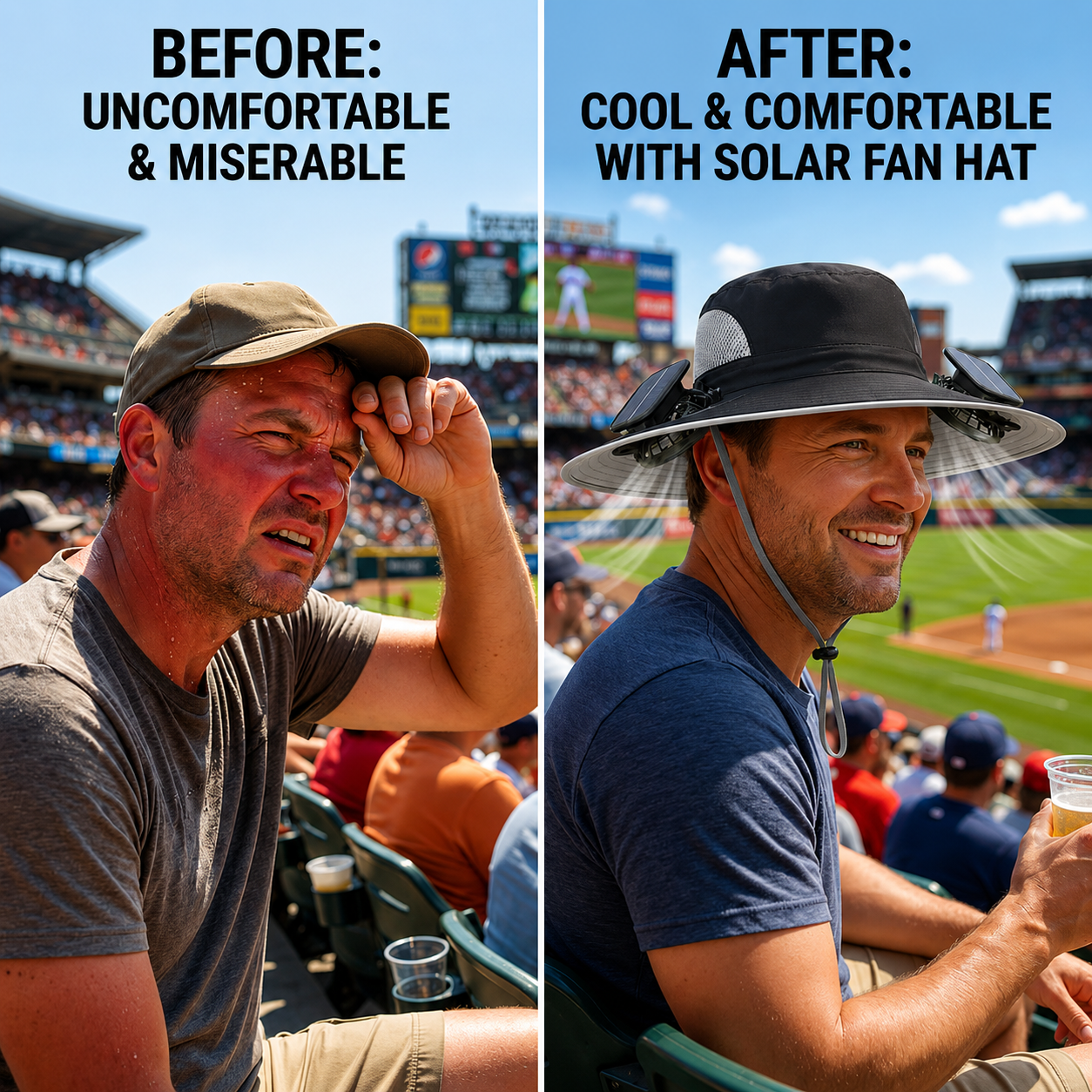 Solar Fan Hat – Hands-Free Cooling Wide Brim Sun Hat for Fishing, Gardening & Outdoor Work