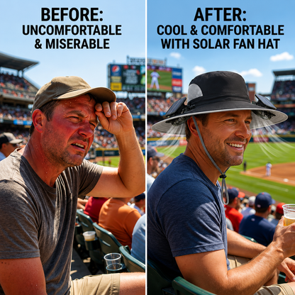 Solar Fan Hat – Hands-Free Cooling Wide Brim Sun Hat for Fishing, Gardening & Outdoor Work