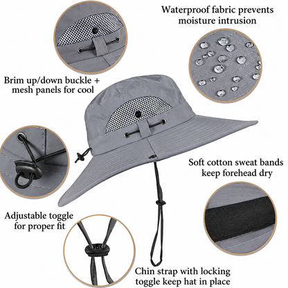 Solar Fan Hat – Hands-Free Cooling Wide Brim Sun Hat for Fishing, Gardening & Outdoor Work