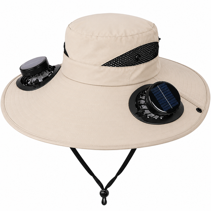 Solar Fan Hat – Hands-Free Cooling Wide Brim Sun Hat for Fishing, Gardening & Outdoor Work