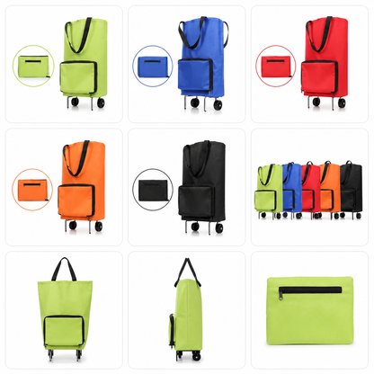 Convertible shopping tote – hides wheels, holds 20kg, expands with zipper!