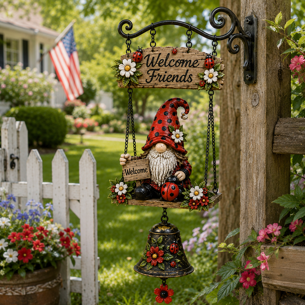🔥Limited time 49% OFF – Rustic Garden Gnome Bell Outdoor Decor 🐞🌼