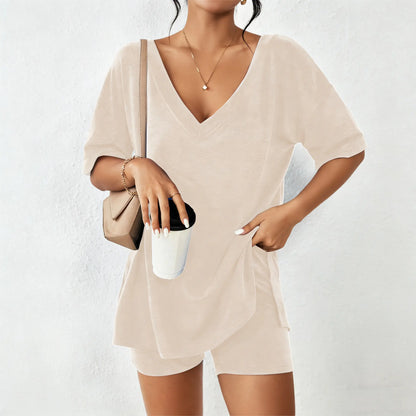 ☀️ V-Neck Two-Piece Oversized Loungewear Set