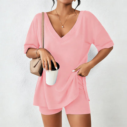 ☀️ V-Neck Two-Piece Oversized Loungewear Set