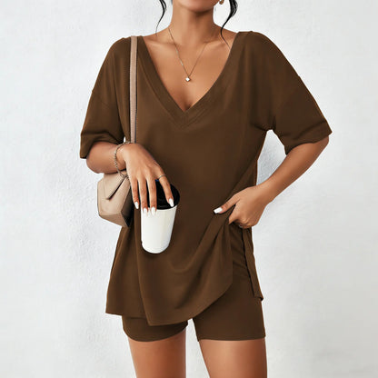 ☀️ V-Neck Two-Piece Oversized Loungewear Set