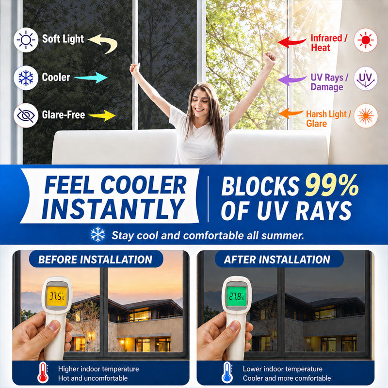 ☀️ One-Way Mirror Window Film – Heat Control & UV Protection
