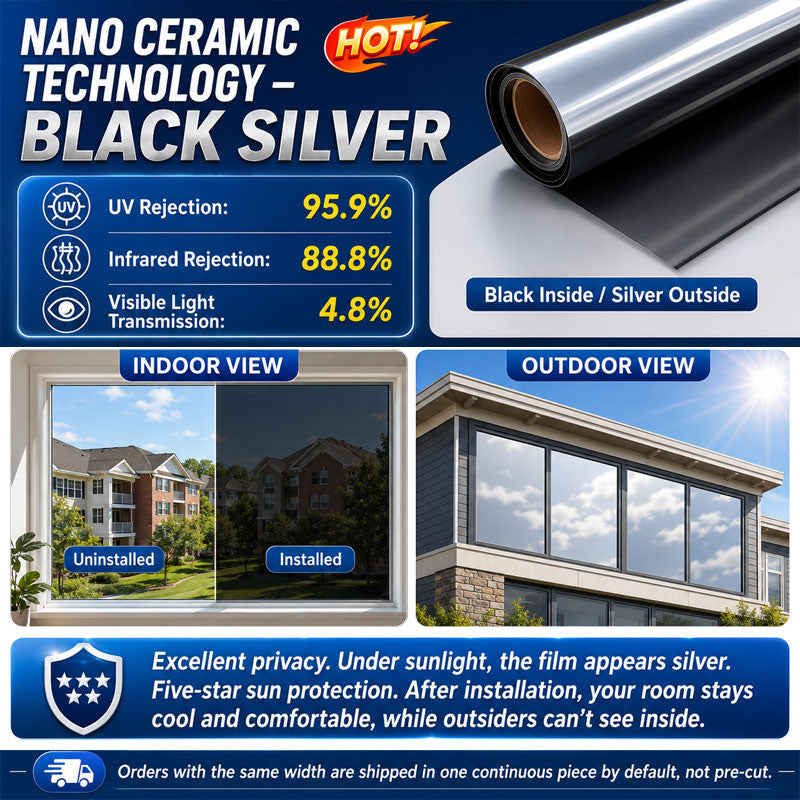 ☀️ One-Way Mirror Window Film – Heat Control & UV Protection
