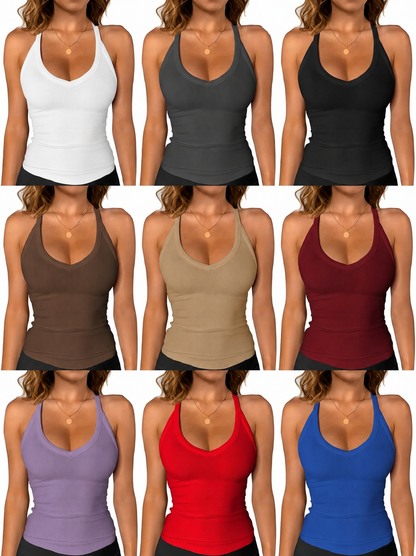 🔥V Neck Cotton Tank Tops with Shelf Bra